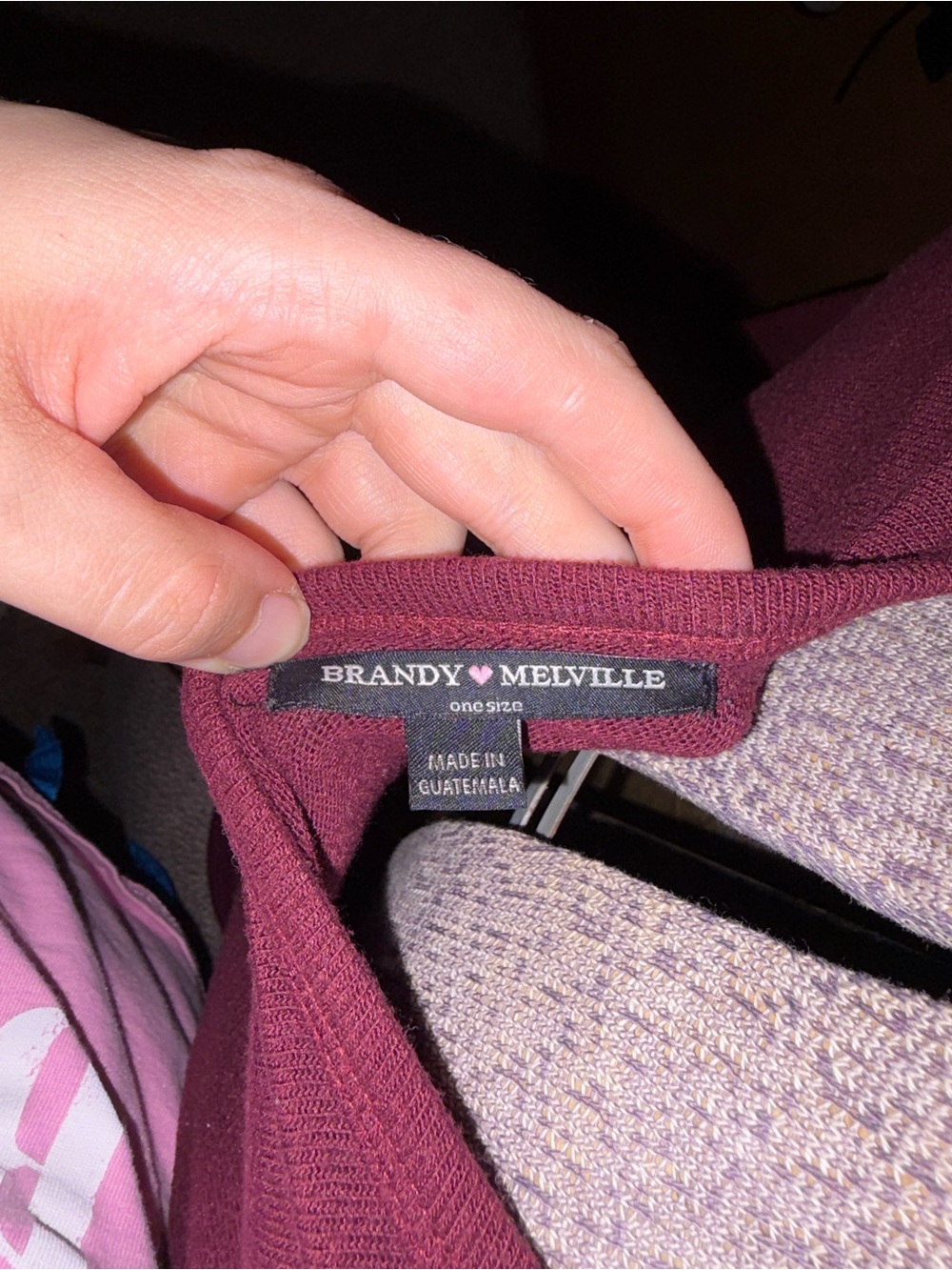 Brandy Melville Crewneck Long-Sleeve Top - Burgundy - Picture 4 of 4